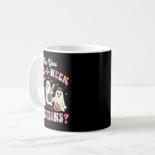 Retro Are You Fall O Ween Directions Teacher Hallo Kaffeetasse (Vorderseite Links)