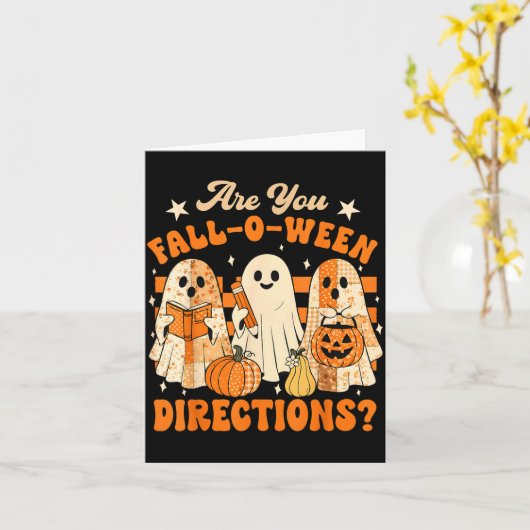 Retro Are You Fall O Ween Directions Teacher Hallo Karte (Gelbe Blume)