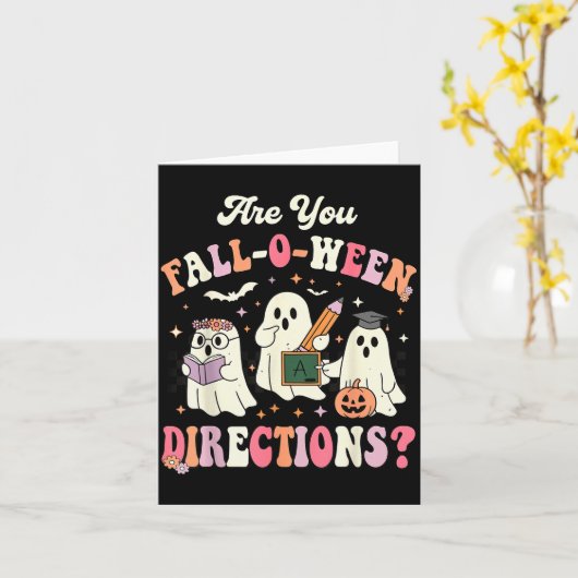Retro Are You Fall O Ween Directions Teacher Hallo Karte (Gelbe Blume)
