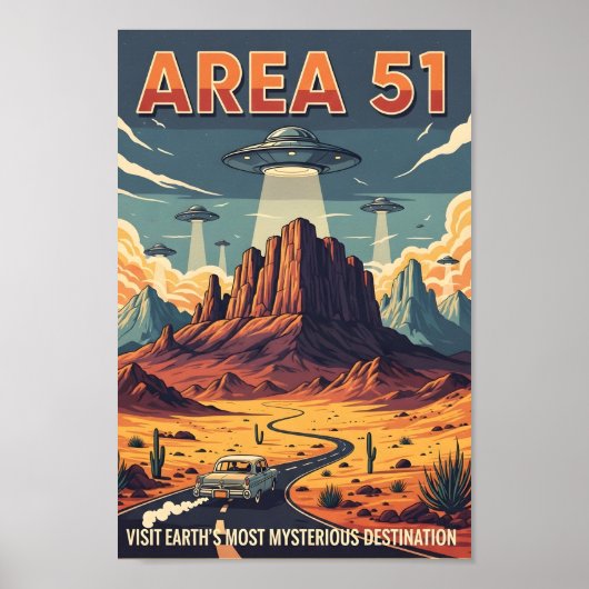 Retro Area 51 Roadtrip Poster (Vorne)