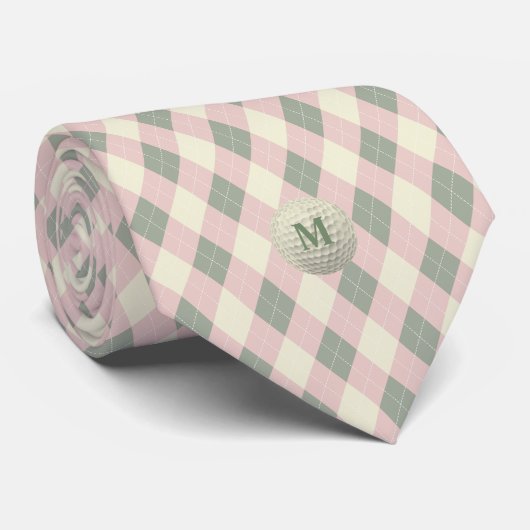 Retro Argyle Monogramm Golfball Krawatte (Gerollt)