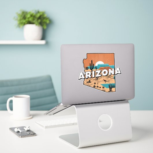 Retro Arizona Aufkleber (Laptop auf Schreibtisch)