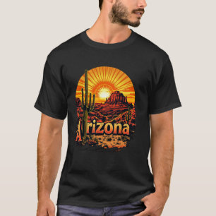 Retro-Arizona Heimatstaat AZ Wüsten-Sonnenuntergan T-Shirt