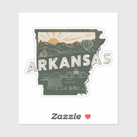 Retro Arkansas Staat Car Sticker (Blatt)