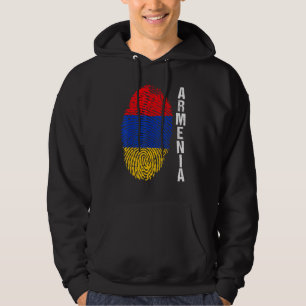 Retro Armenia Flag Zuhause Fingerprint Grafisches  Hoodie