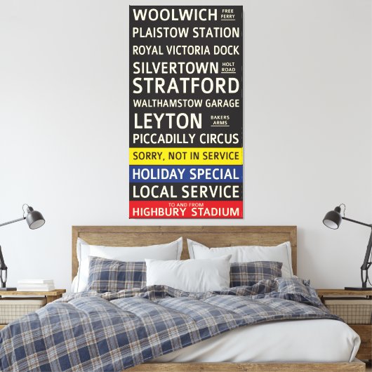 Retro Arsenal FC Bus Scroll Leinwanddruck (Insitu (Schlafzimmer))