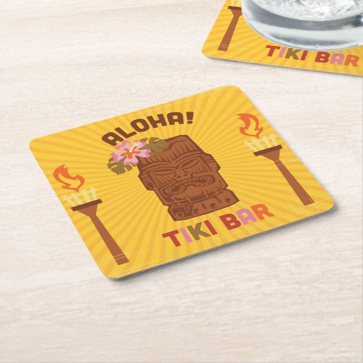 Retro Art Aloha Tiki Bar Rechteckiger Pappuntersetzer (angewinkelt)