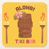 Retro Art Aloha Tiki Bar Rechteckiger Pappuntersetzer (Vorderseite)