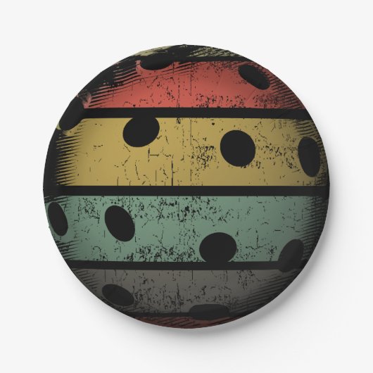 Retro Art beunruhigte Pickleball Kunst Pappteller (Vorderseite)