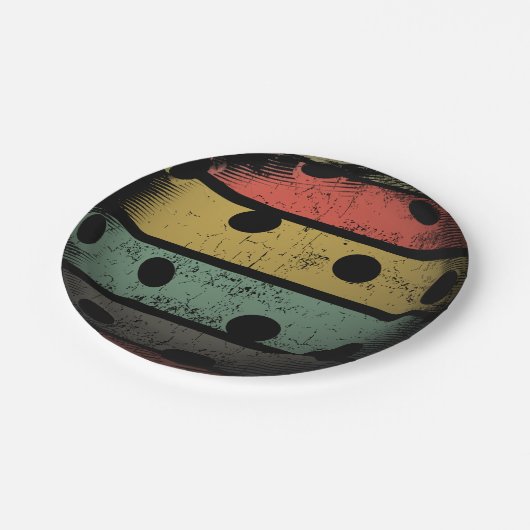 Retro Art beunruhigte Pickleball Kunst Pappteller (Schrägansicht)