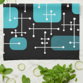 Retro Art Crosshairs Black Aquamarin Geschirrtuch (Gefaltet)