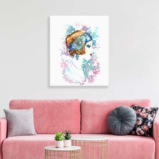 Retro Art Deco 20 Jahre Era Frau Leinwanddruck (Insitu (Wohnzimmer))