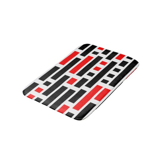 Retro Art Déco Abstraktes Design Schwarz Muster Badematte (Schrägansicht)