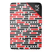 Retro Art Deco Abstraktes rotes Muster Monogramm Badematte (Vorderseite Vertikal)
