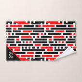 Retro Art Deco Abstraktes rotes Muster Monogramm Badhandtuch Set (Handtuch)