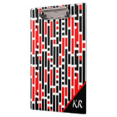 Retro Art Deco Abstraktes rotes Muster Monogramm Klemmbrett (Links)