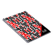 Retro Art Deco Abstraktes rotes Muster Monogramm Notizblock (Rechte Seite)