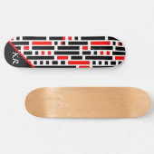 Retro Art Deco Abstraktes rotes Muster Monogramm Skateboard (Horizontal)