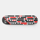 Retro Art Deco Abstraktes rotes Muster Monogramm Skateboard (Horizontal)