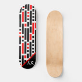 Retro Art Deco Abstraktes rotes Muster Monogramm Skateboard (Vorderseite)