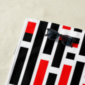 Retro Art Deco Abstraktes rotes Muster Monogramm Strandtuch (Beispiel)