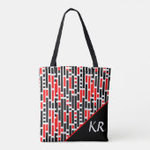 Retro Art Deco Abstraktes rotes Muster Monogramm Tasche (Rückseite)