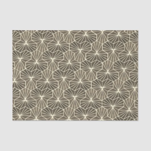 Retro Art Deco Beige Brown Geometric Pattern Seidenpapier (Vorderseite)