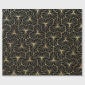 Retro Art Deco Black Gold Geometric Pattern Geschenkpapier (Flach)