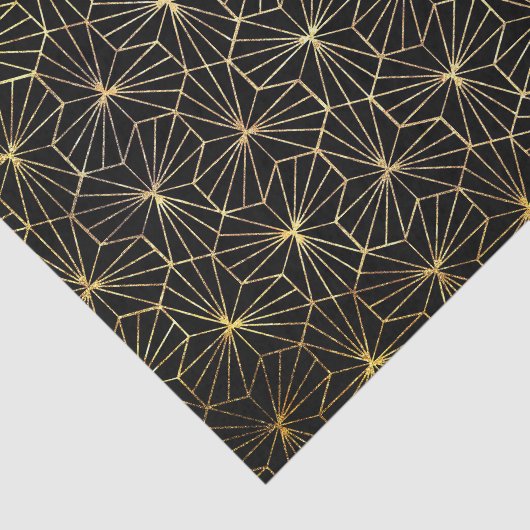 Retro Art Deco Black Gold Geometric Pattern Seidenpapier (Ausschnitt)