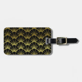 Retro Art Deco Black / Gold Shell Scale Pattern Gepäckanhänger (Vorderseite horizontal)