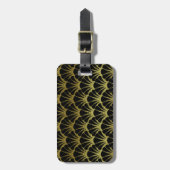 Retro Art Deco Black / Gold Shell Scale Pattern Gepäckanhänger (Vorderseite vertikal)