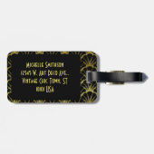 Retro Art Deco Black / Gold Shell Scale Pattern Gepäckanhänger (Rückseite horizontal)