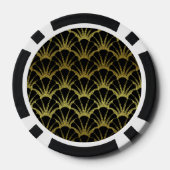 Retro Art Deco Black / Gold Shell Scale Pattern Pokerchips (Rückseite)