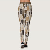 Retro Art Deco Brown Geometric Muster Yoga Leggings (Rückseite)