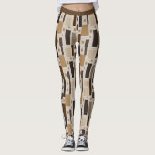 Retro Art Deco Brown Geometric Muster Yoga Leggings (Vorderseite)
