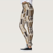 Retro Art Deco Brown Geometric Muster Yoga Leggings (Links)