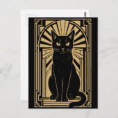 Retro Art Deco Cat Postkarte (Vorne/Hinten)
