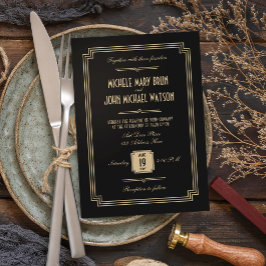 Retro Art Deco Dark Wedding Einladung
