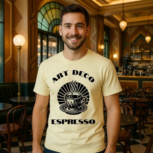 Retro Art Deco Espresso Kaffeebecher Vorlage T-Shirt