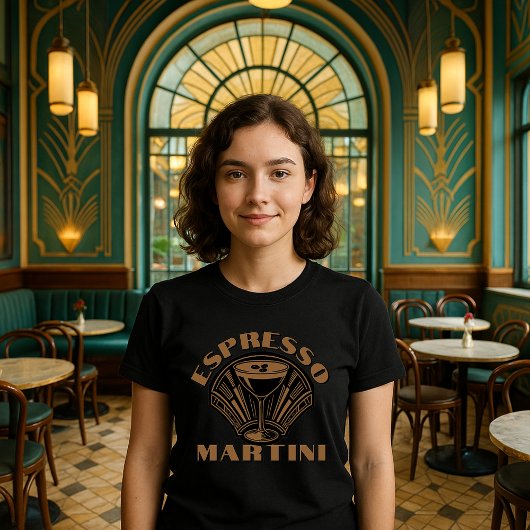 Retro Art Deco Espresso Martini Vorlage T-Shirt