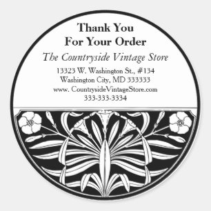 Retro Art Deco Floral Business Vielen Dank an Ihre Runder Aufkleber