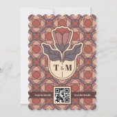 Retro Art Deco Floral Wedding Invitation QR Code Einladung (Rückseite)