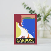 Retro Art Deco Gardone Riviera Postkarte (Stehend Vorderseite)