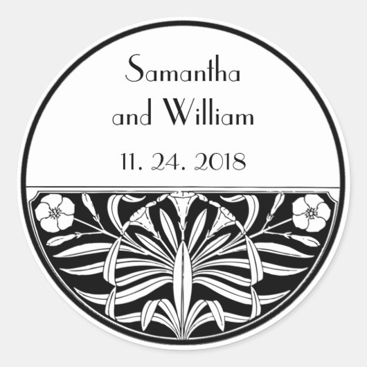 Retro Art Déco Gastgeschenk Hochzeit aus gefestigt Runder Aufkleber (Vorderseite)