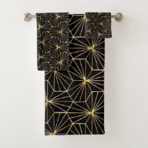 Retro-Art Deco Gold-Schwarzes geometrisches Muster