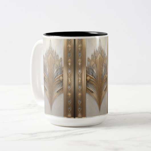 Retro Art Deco Gold Verziert Luxus Tasse der 1930e (Vorderseite Links)