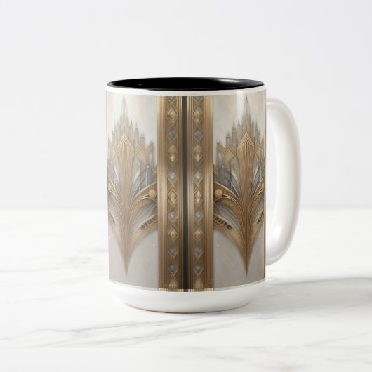 Retro Art Deco Gold Verziert Luxus Tasse der 1930e (VorderseiteRechts)