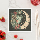 Retro Art Deco Green Crescent Moon Lady Serviette (Beispiel)