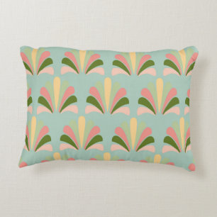 Retro Art Deco Grün rosa Dekokissen