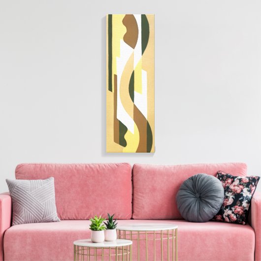 Retro Art Deco Jazz Brown Herbstkrümmung Muster Leinwanddruck (Insitu (Wohnzimmer))